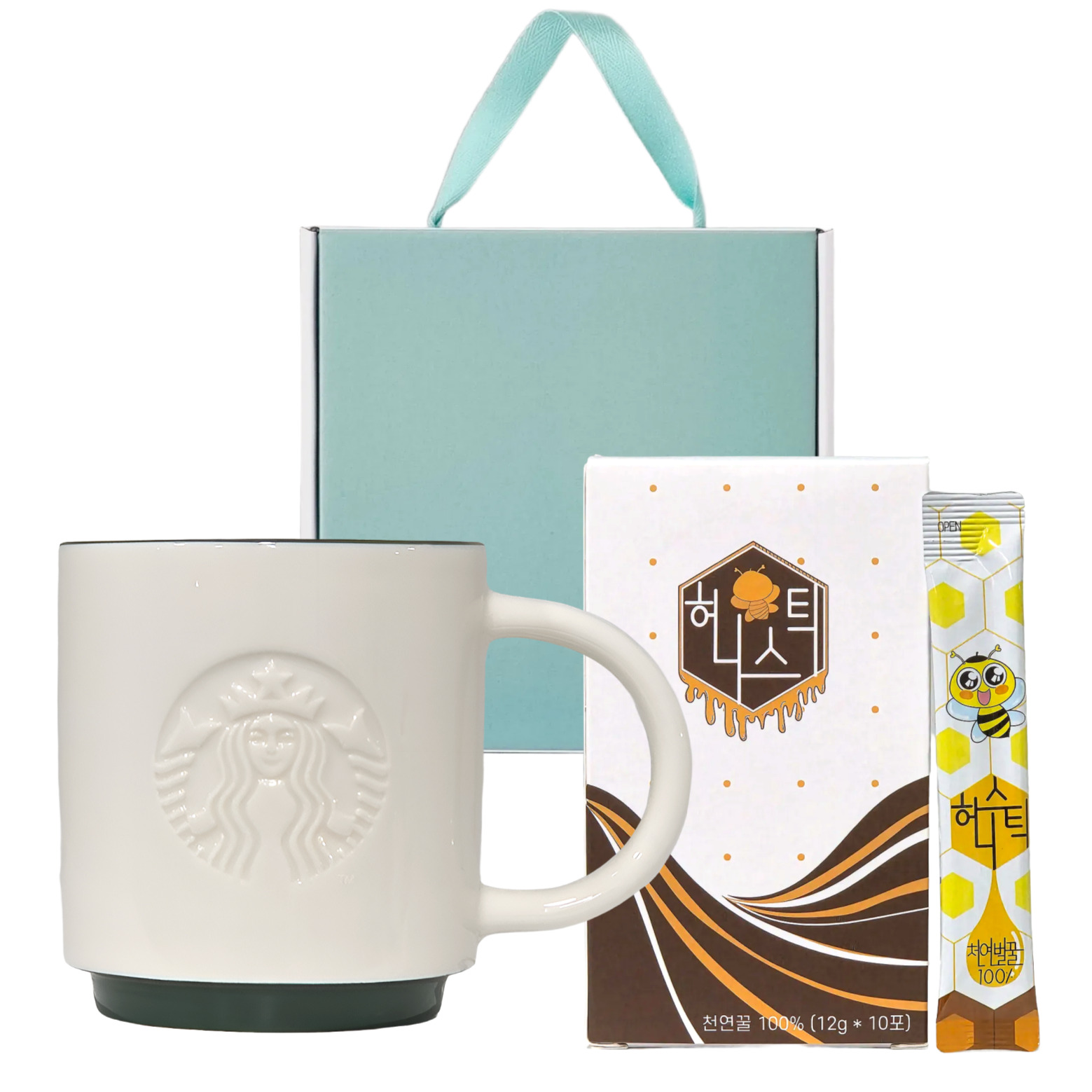 스타벅스 시그니처 사이렌 머그 355ml + 국내산 꿀 허니스틱 10개입(12g) 판촉물 제작 대학교 학원 학교 기념품 인쇄 도매